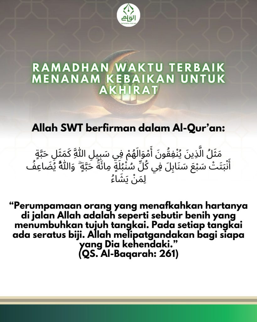 Ramadhan Waktu Terbaik Menanam Kebaikan untuk Akhirat